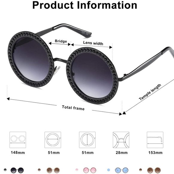 Shining Oversized Round Rhinestone Sunglasses main image 6